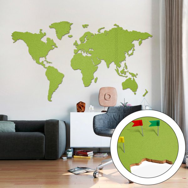 Carte de liège verte du monde 200 x 105cm